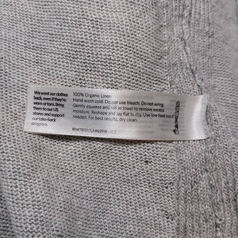 Eileen fisher womens medium 100% organic linen gray knit slouchy spring shirt - Picture 8 of 9